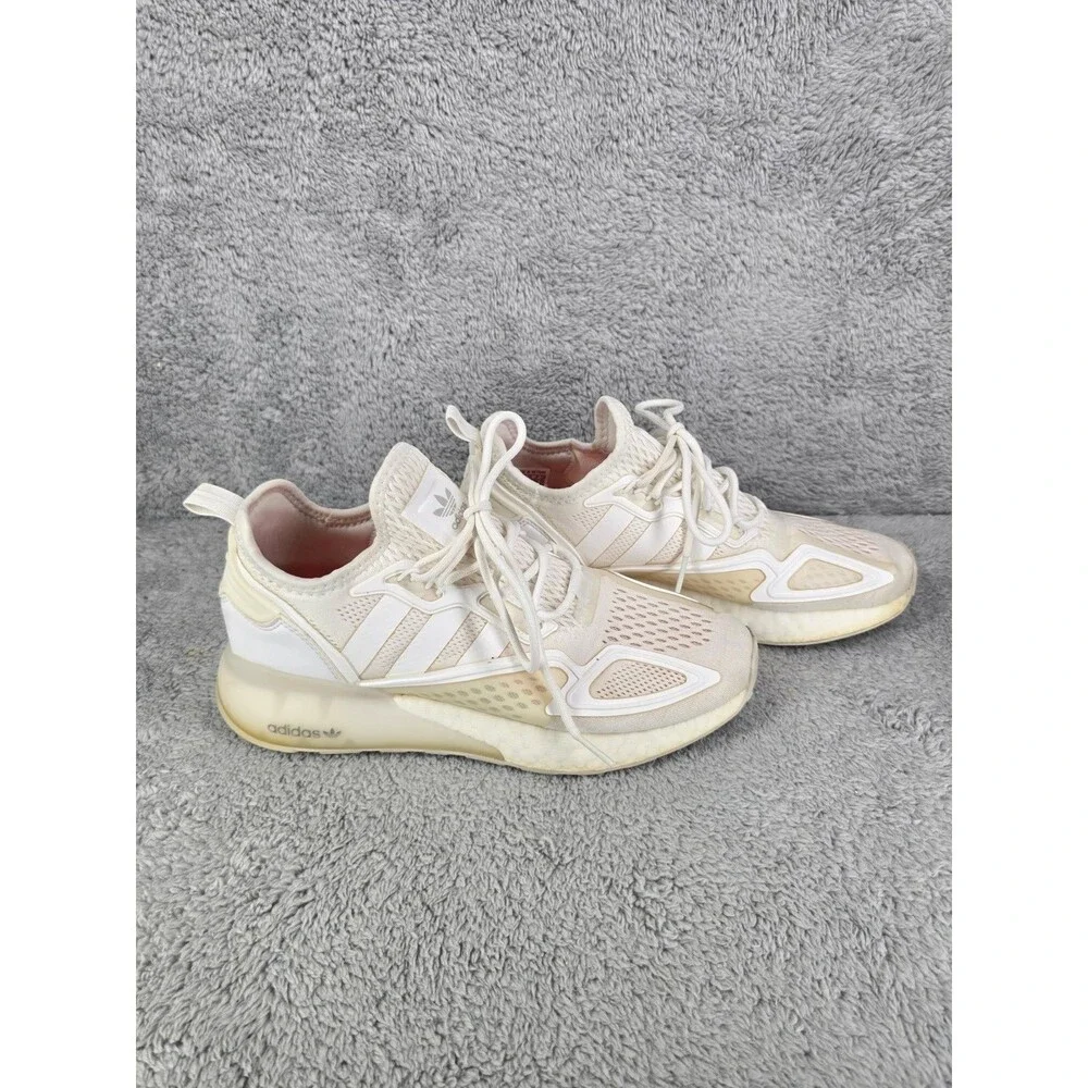 Adidas Sneakers Youth Kids 8 ZX 2K Boost Shoes White Beige Running.